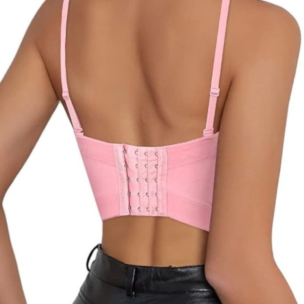 NWT Sparkling Bling Swarovski Crystal Rhinestone Pink Jacket Bustier Cow… - Picture 8 of 16